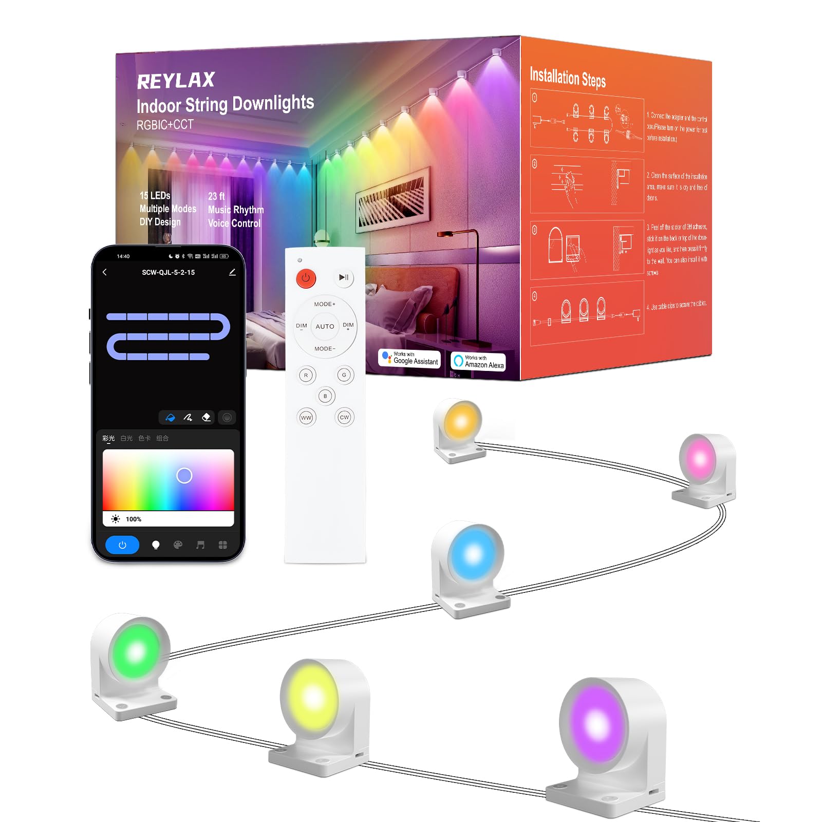 Amazon.com: REYLAX RGBW+IC String Downlights, Dimmable, LED Color